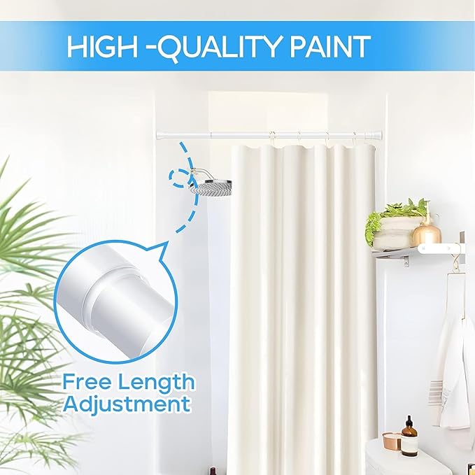 Tension Curtain Rod White 1PCS Tension Rods for Windows 30 to 64 Inch Spring Curtain Rod Adjustable Tension Curtain Rod of Bathroom Window Curtain Rod Closet rod Kitchen rod Wardrobe