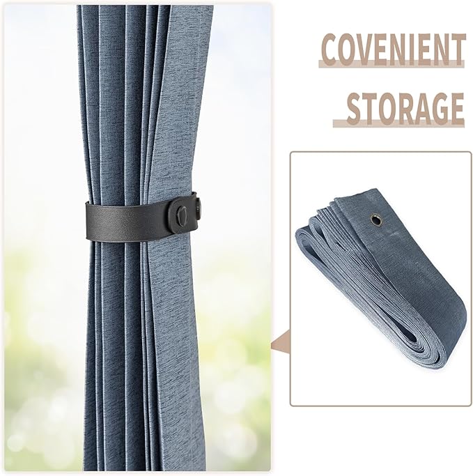 Vatge Door Curtains for Doorways - Faux Linen Accordion Style Doors Curtains for Open Closet, Bedroom, and Laundry Room, Bifold Door Cover for Doorway,1 Panel with Tieback, W52 x L78, Blue