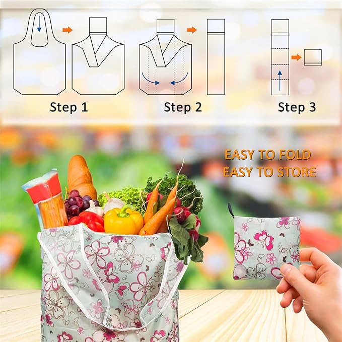 Grocery Reusable Shopping Bags, 4 Pack 50Lbs Foldable Large Washable Market Bags, Foldable Large Capacity Tote Bag For Travel, Bulk Market Cloth Storage Gifts Bags For Women