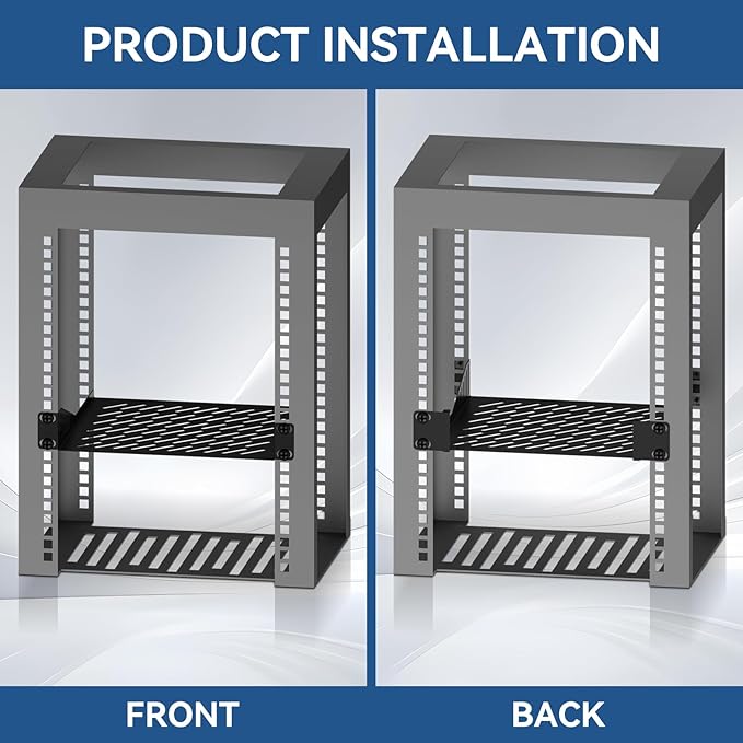 10 inch 1U Server Rack Shelf, Ventilated Rack-Mounted Cantilever Tray for 10" Network Equipment Cabinet or Rack, Solid Build Quality and Excellent Ventilation