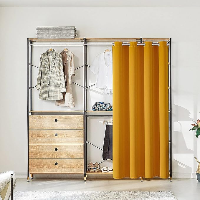 ChrisDowa Blackout Door Curtain for Doorway Privacy, Grommet Closet Curtain for bedroom closet door, Thermal Insulated Temporary Door Cover Room Divider Curtain (1 Panel, Mustard Yellow, 52 x 80 Inch)