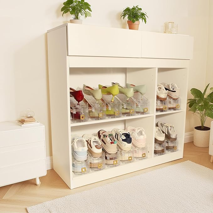 6 Pack Shoe Slots Organizer, Shoe Stackers Organizer for Closet Adjustable Shoe Holder Space Saver 50% Shoes Racks for Closet Organization