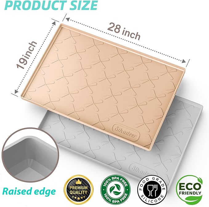 SIKADEER 28" x 19" Under Sink Mat Waterproof, Silicone Mat Kitchen Drawer Shelf and Cabinet Liner, Sink Protector for Kitchen Organizers and Storage, Boot Tray Pet Food Mats