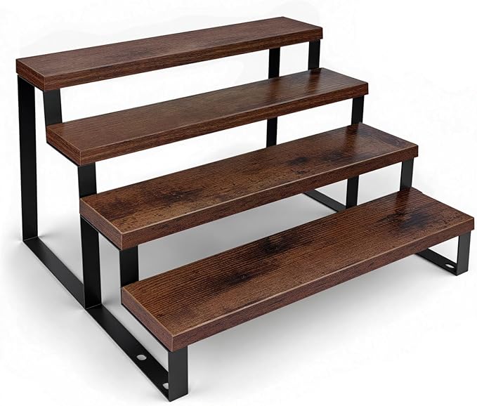 HomePekite Dark Brown Wood Cologne Organizer for Men,12 Inch Cologne Stand Waterproof Perfume Organizer for Dresser with Anti-Slip Washers,Wooden Display Risers Stand
