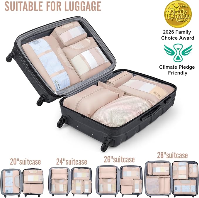 Veken 10 Set Packing Cubes for Travel, Beach Vacation Essentials Accessories for Cruise Ship, Suitcase Organizer Bags for Luggage with Shoes Bag & Shoe Bag, Birthday Gifts for Women Mom Her