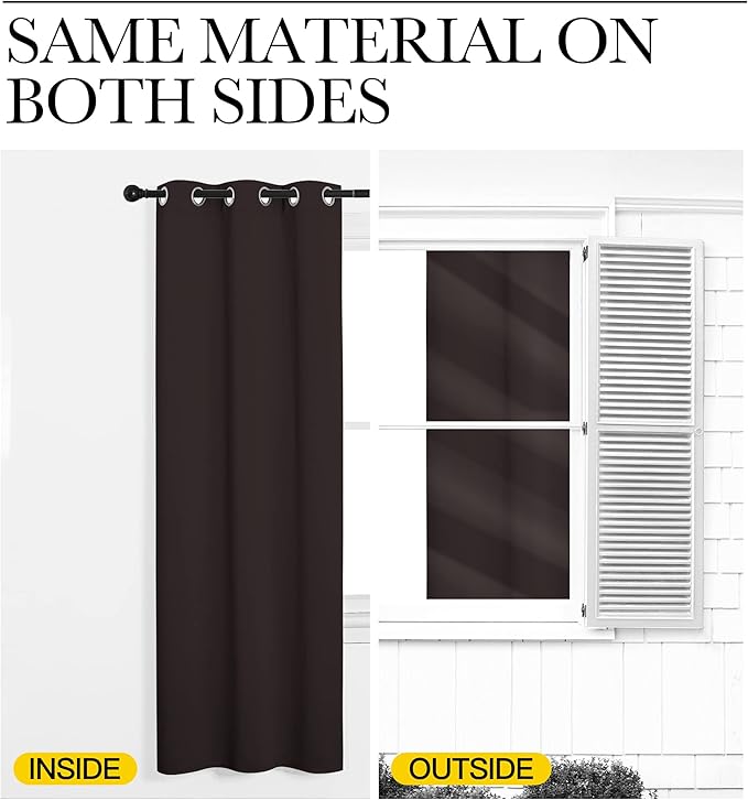 NICETOWN Kitchen Blackout Window Curtain Panel, Toffee Brown, 1 Panel, 55 by 96 inches Long, Home Fashion Thermal Insulated Solid Grommet Room Darkening Drape for Apartment