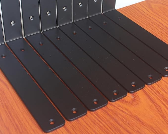 32 Pack - L 10" x H 6" x W1.5, 5mm Thick Black L Shelf Bracket, Iron Shelf Brackets, Metal Shelf Brackets, Floating Shelf, Shelf Supports with Screws