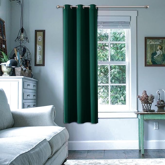 ChrisDowa Blackout Curtains 36 Inches Long for Living Room, Grommet Thermal Insulated Room Darkening Curtains for Bedroom (1 Panel Set, Forest Green, 42 x 36 Inch)