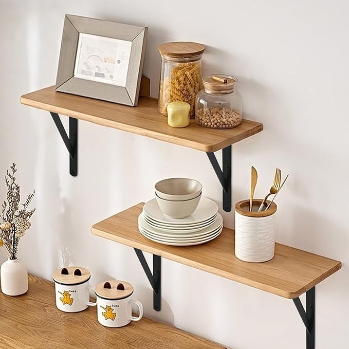 6 Pack L10 x H 8" Black Heavy Duty Shelf Brackets with Screws Metal Shelf Brackets Shelf Support Angle Brackets for Shelves L Brackets Heavy Duty Floating Shelf