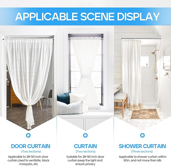 Tension Curtain Rod silver 1PCS Tension Rods for Windows 30 to 64 Inch Spring Curtain Rod Adjustable Tension Rod Tension Curtain Rod of Bathroom Window Curtain Rod Non Slip