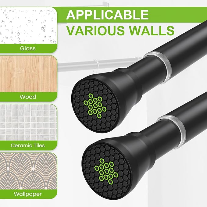 Shower Curtain Rod 45 to 77 Inches 2Pack Black Tension Curtain Rod No Drilling Shower Rod Tension Rod Adjustable Curtain Rod Tension Rod Shower Rods for Bathroom,Windows,Kitchen