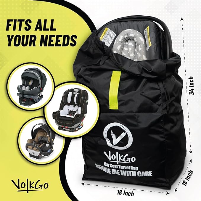 V VOLKGO Car Seat Travel Bag For Airplane with Backpack Straps, Gate Check Bag, Car Seat Bags for Air Travel Carseat Travel Cover, Carseat Travel Bag Cover for Airplane Travel