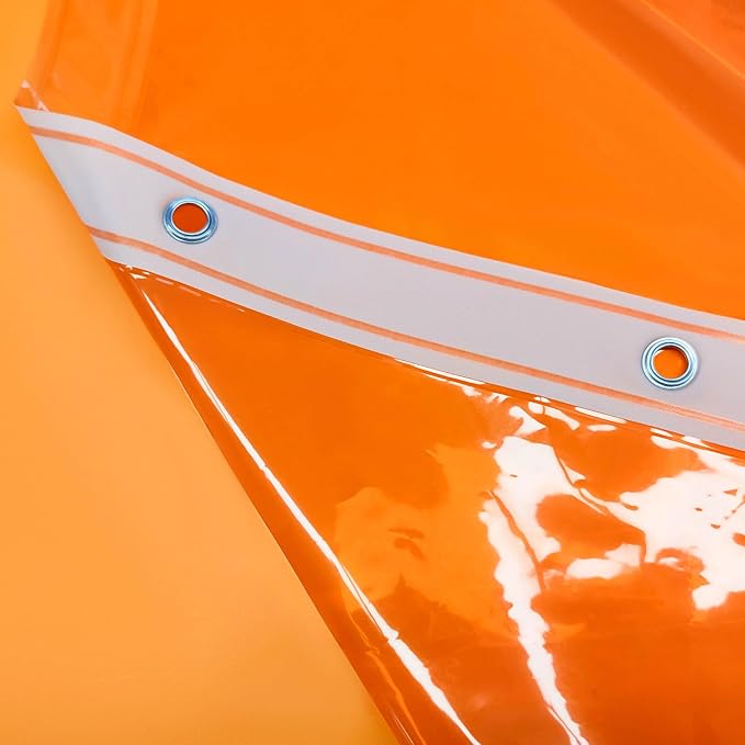 Barossa Design Clear Orange Stall Shower Curtain Liner 36" W x 72" H - Waterproof Lightweight PEVA Plastic Narrow Shower Liner for Small Bathroom,3 Bottom Magnets & Metal Grommets - Clear Orange