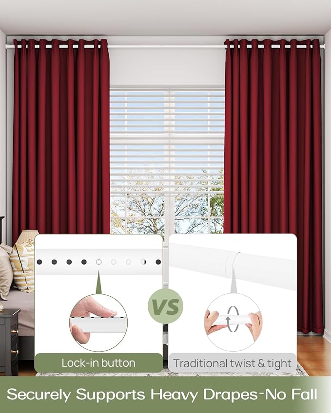 ALLZONE Tension Curtain Rod for Window, 2 Pack 83-123 Inches, Heavy Duty Curtain Rods No Drilling, Non-Slip Bathroom Shower Tension Rod, Renter Friendly, Adjustable, Spring Loaded, Extra Long, White