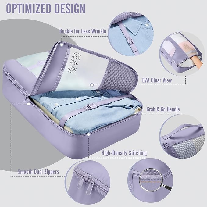 Veken 8 Set Packing Cubes for Travel Essentials, Suitcase Organizer Bags in 4 Sizes, Carry-On Luggage Accessories with Large Laundry & Shoes Bag, Must-Have for Airplane, Road Trip & Camping