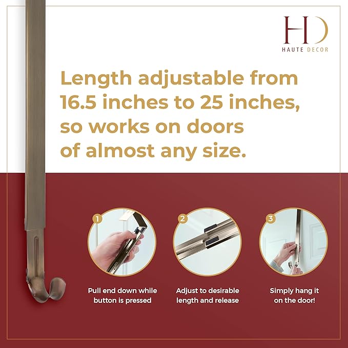 Haute Decor Adjustable Length Wreath Hanger - 20 Lb. Capacity