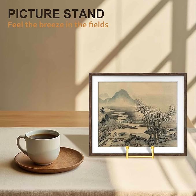 Hoewina Plate Stands for Display, Plate Holder Display Stands, Metal Frame holder stand for Book, Picture, Decorative Plate, Photo and Platter, Tabletop Art (8IN 5PCS-Gold)