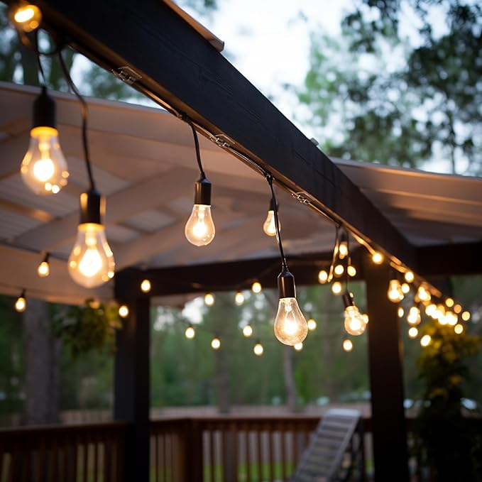 Hooks for Outdoor String Lights Clips: 40Pcs Heavy Duty Light Hook with Waterproof Adhesive Strips - Outside Clear Cord Holders for Hanging Christmas Lighting - Outdoors Sticky Clip