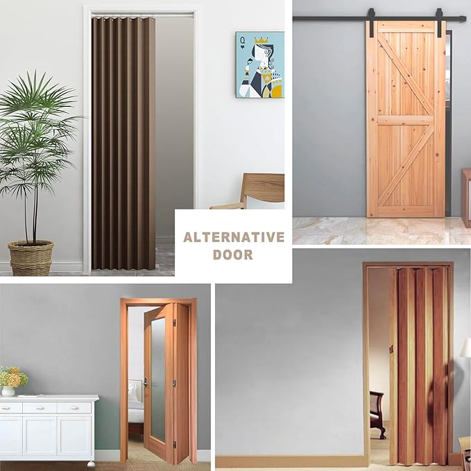Vatge Door Curtains for Doorways - Brown Curtains for Closets Doors Privacy Room Divider for Room Separation,1 Panel with Tieback, W39 x L78, Brown