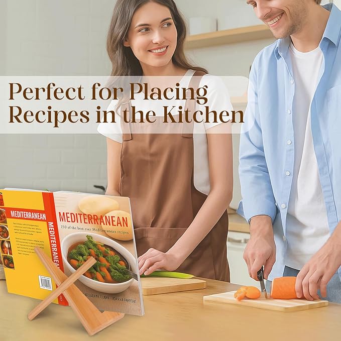 XKDOUS 2 Pack Plate Holders for Displaying 6.5 Inch Decorative Plate Display Stand Heavy Duty Bamboo Picture Frame Stands Cook Book Holder for Kitchen