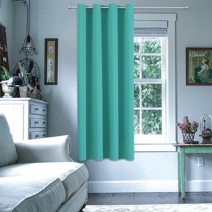 ChrisDowa Grommet Blackout Curtains for Bedroom - Thermal Insulated Room Darkening Curtains for Living Room (1 Panel Set, Teal, 52W x 54L)