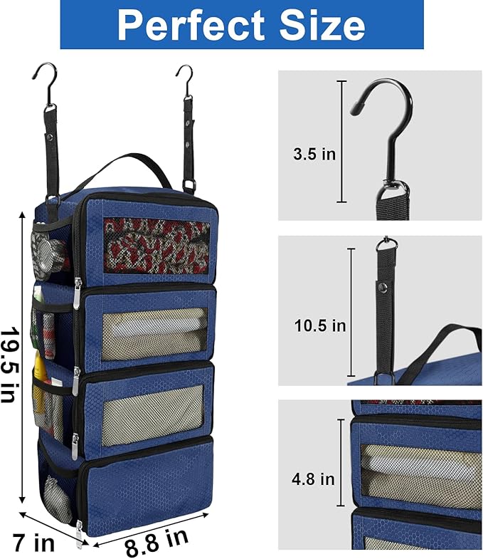 Olosar Suitcase Organizer, Travel Luggage Organizer Portable Hanging Travel Shelves Collapsible Hanging Packing Cubes for Carry on Suitcase
