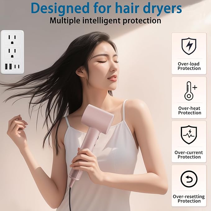 2000W 220V to 110V Voltage Converter US to Europe for Hair Dryer, Converter for European Travel, International Universal Travel Adapter with Type C A G I (White)