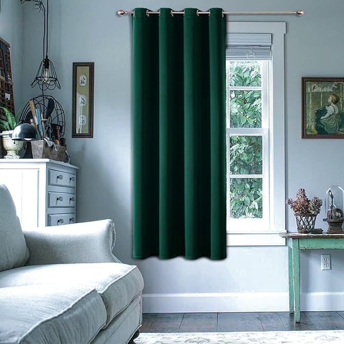 ChrisDowa Grommet Blackout Curtains for Bedroom - Thermal Insulated Room Darkening Curtains for Living Room (1 Panel Set, Forest Green,52W x 54L)