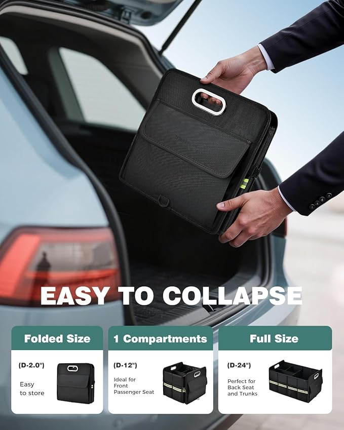 FLORICH Update Trunk Organizer for Suv, Premium Waterproof Car Organizers and Storage, Collapsible Multi-Compartment Truck Organizer Back Seat Storage for Car