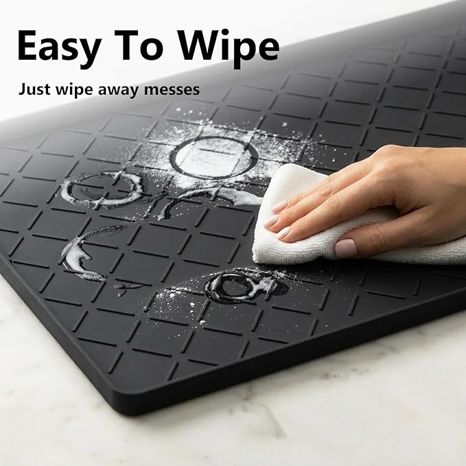 Mateeylife Under Sink Mats for Kitchen Waterproof 31"X22", Undersink Protectors，Silicone Mat Cabinet Liner, Under Sink Organizer for Bathroom and Kitchen，Boot Tray Pet Food Mat, Classic Black