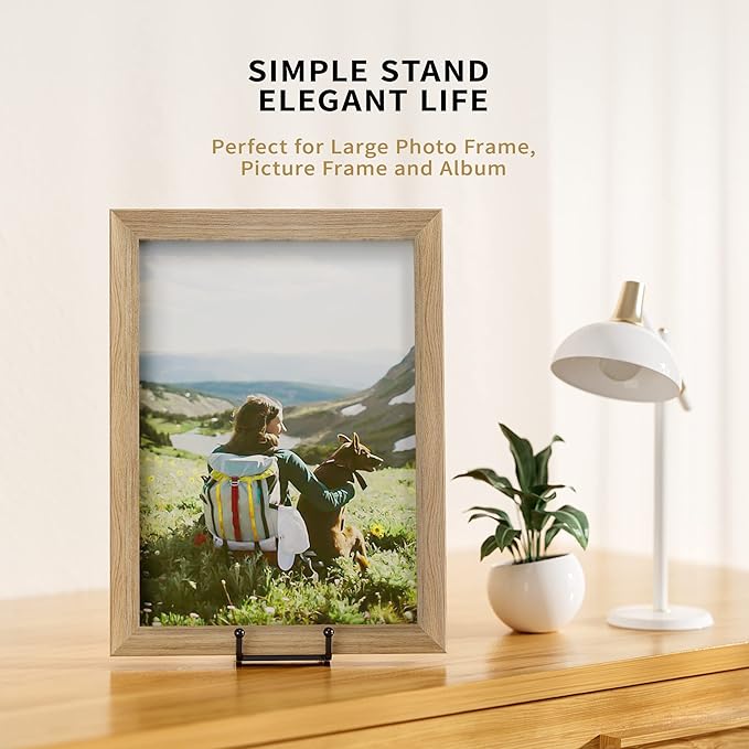 IPAME 8 Inch Large Plate Stands for Display - Metal Square Wire Plate Holder Display Stand + Picture Stand for Book, Platter, Plaque, Photo Easel (2 Pack)