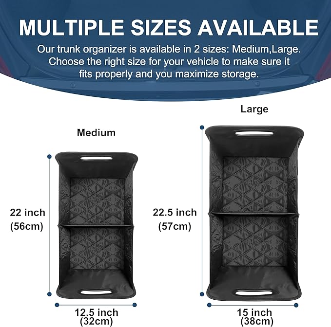 Deosk Car Trunk Organizer for SUV, Car Organizers and Storage with Reinforced Handles, Car Accessories for Women/Men 50LWaterproof Polyester Trunk Organizer, Black