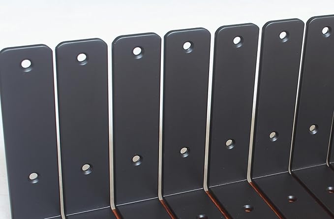 6 Pack - L 6" x H 6" x W1.5, 5mm Thick Black L Shelf Bracket, Iron Shelf Brackets, Metal Shelf Brackets, Floating Shelf, Shelf Supports with Screws