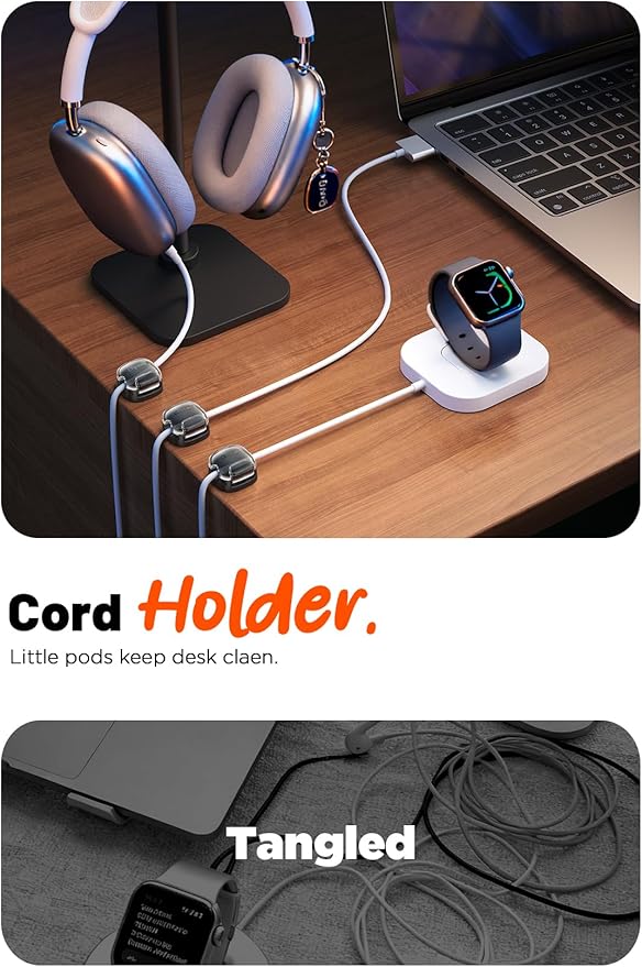 Cable Clips,8 Pack Cord Holder Cord Organizer [1s Lock & Strongest Adhesive] Spring Cord Clips Phone Charger Wire Desk Cable Management Nightstand Home Office School Decor Women Cute Desk Black