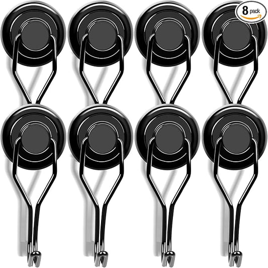 LOVIMAG Hooks, 120lbs+ Magnetic Magnet Hook 2025 Cruise Cabin Ship Essentials Heavy Duty Strong Refrigerator Fridge Hanging for Classroom Beach Vacation Kitchen Grills Home Mug Hanger (8 Pack), Black