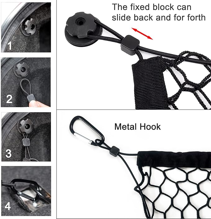 BAILALIBO Cargo Net Stretchable, Adjustable Elastic Trunk Mesh Nets with Metal Hook Universal for SUV, Jeep, Trucks, Car Exterior Accessories for Secure Storage (35.4x15.8 inch)