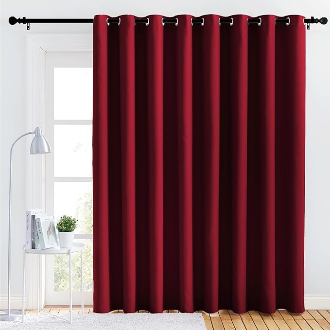 NICETOWN Christmas Room Darkening Wider Curtain - (120 inches W x 84 inches, Red, 1 Panel) Home Fashion Ring Top Thermal Insulated Window Treatment Drape for Large Window