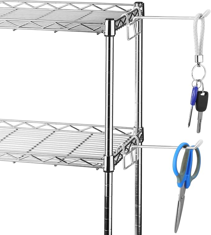 MorningRo 4 Pcs Accessory Hooks for Wire Shelving with Rubber Cover Heavy Duty Metal Hooks for Hanging Kitchen Utensils Wire Shelf Accessories Room Organization (Silver)