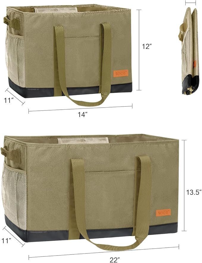 WONDAY Extra Large Utility Tote Bag - Standing Reusable Grocery Bag with Handle, Collapsible Storage for Shopping, Beach
