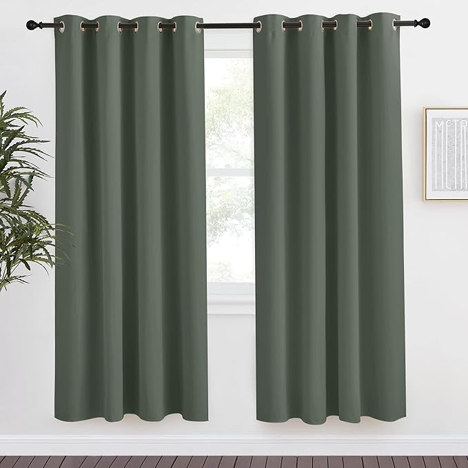 NICETOWN Blackout Curtain for Living Room 78 inch Long, 1 Panel, Dark Mallard, W55 x L78, Grommet Thermal Insulated Room Darkening Sound Proof Curtain for Bedroom/Kids Room