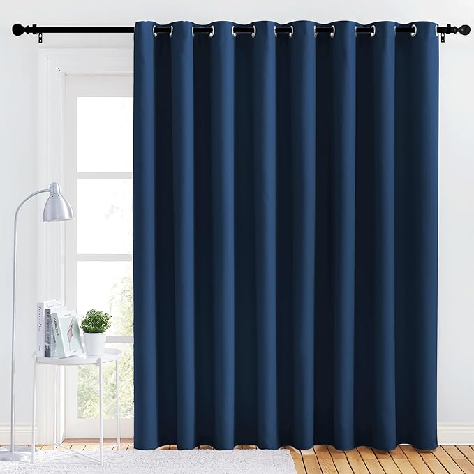 NICETOWN Lower Noise Room Divider Curtain Screen Partitions, Moroccan Blue, 1 Panel, 84" Tall x 120" Wide, Blackout Sound Reducing Divider Room Drape for Doorway/Glass Window/Sliding Door/Patio