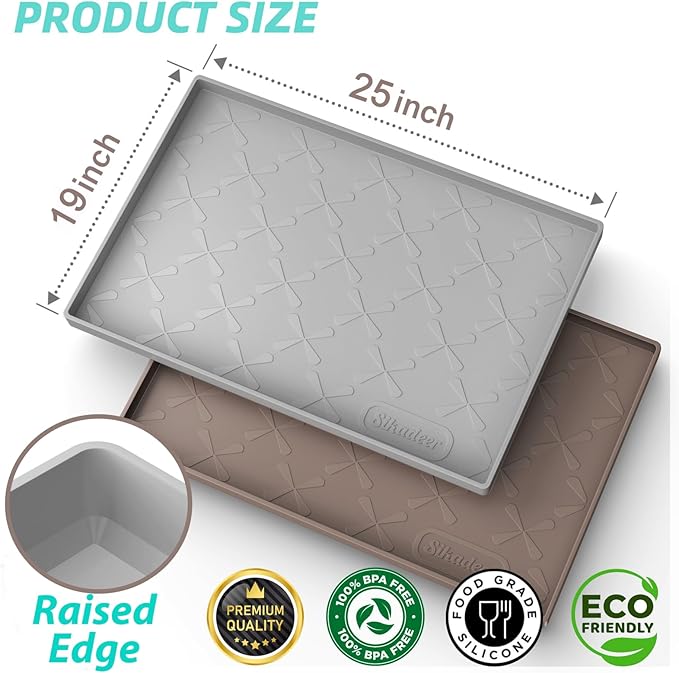 SIKADEER 25" x 19" Under Sink Mat Waterproof, Silicone Mat Kitchen Drawer Shelf and Cabinet Liner, Sink Protector for Kitchen Organizers and Storage, Boot Tray Pet Food Mats