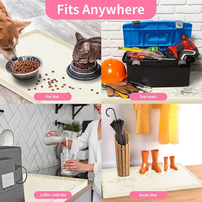 Sdpeia Under Sink Mat 22"×19" Waterproof Silicone Cabinet Liner & Sink Protector for Kitchen & Bathroom, Multi-Purpose Organizers Tray for Pets, Laundry, Cat Litter Mat