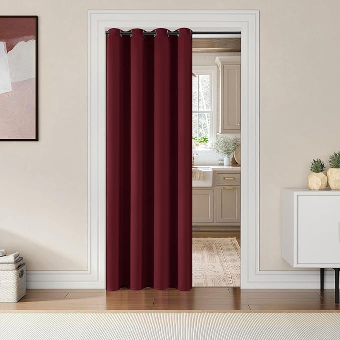 ChrisDowa Small Window Curtains 40 inches Long for Bedroom - Grommet Short Thermal Insulated Room Darkening Curtains for Kitchen (1 Panel, Burgundy, 29 x 40 Inch)