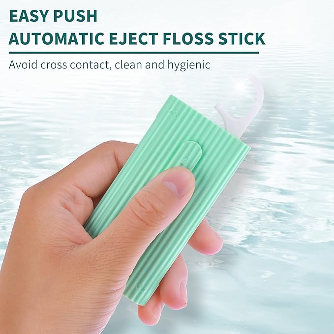 WLLHYF Portable Dental Floss Case Automatic Dental Floss Pick Organizer Travel Flosser Dispenser Storage Refillable Holder Boxes with 10 Floss Picks for Teeth Cleaning