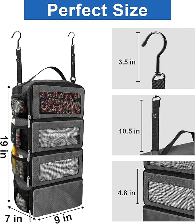 Olosar Suitcase Organizer, Travel Luggage Organizer Portable Hanging Travel Shelves Collapsible Hanging Packing Cubes for Carry on Suitcase