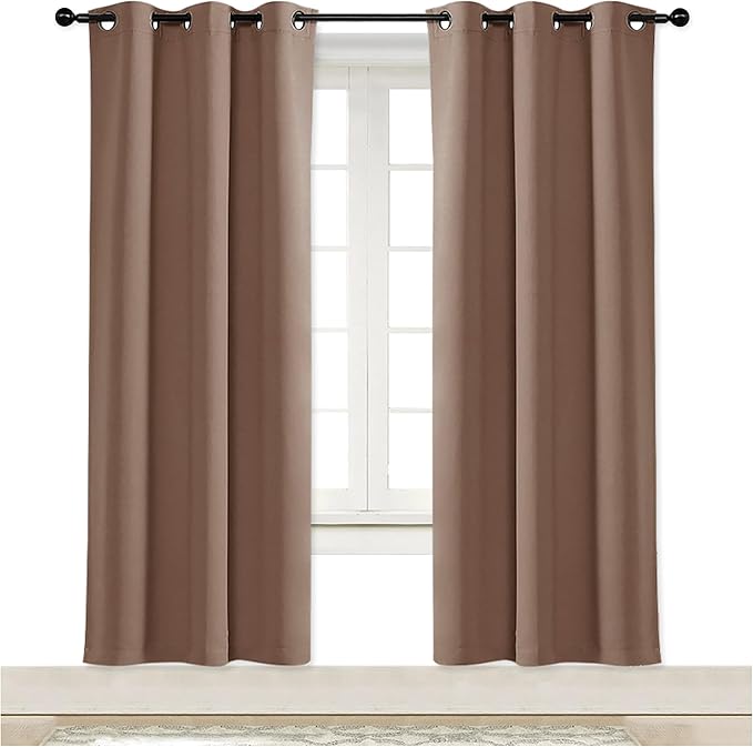 NICETOWN Blackout Curtain Blind for Bedroom, Single Panel, W34 x L72 inches, Cappuccino, Thermal Insulated Grommet Blackout Room Darkening Drape/Drapery