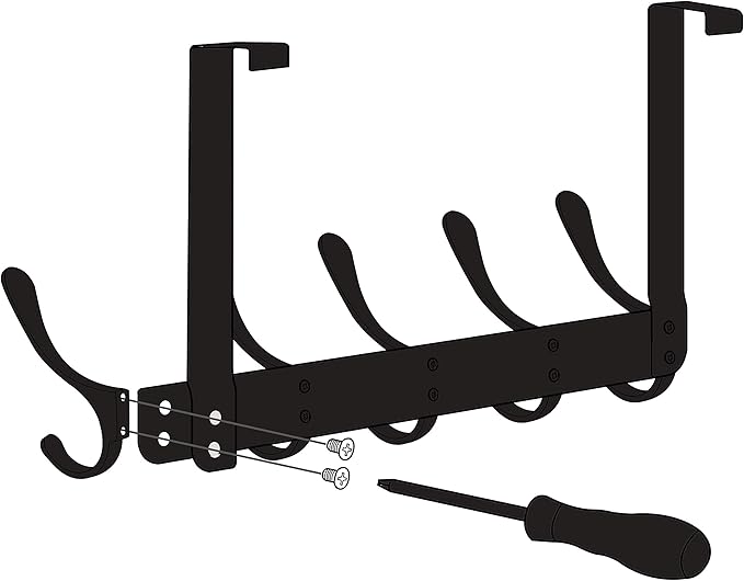 WEBI Over The Door Hook 5 Coat Hooks,Over The Door Towel Rack,Door Hanger Coat Rack Towel Hanger for Hanging Coats,Clothes,Bathroom,White,2 Packs