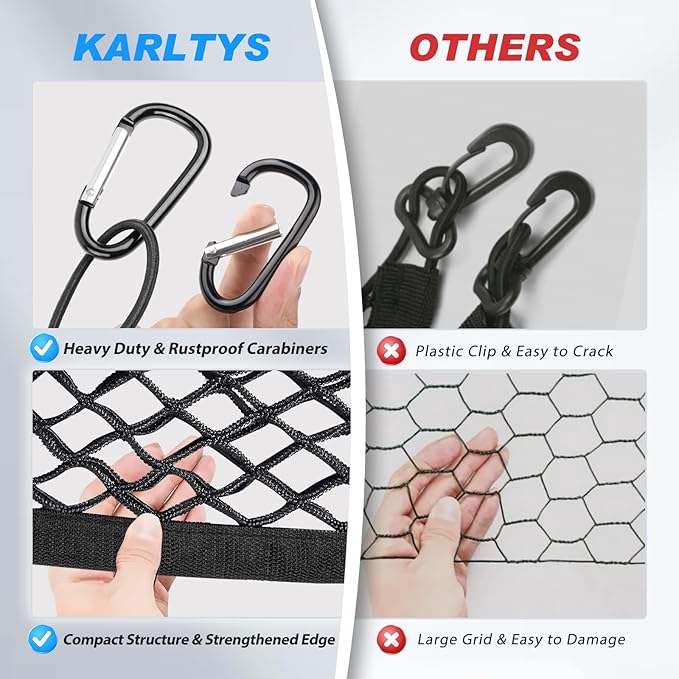 Karltys Cargo Net for Toyota RAV4 2019-2026 Trunk Net | Envelope Style Elastic Mesh Net | Heavy Duty Metal Hooks | Toyota RAV4 Accessories