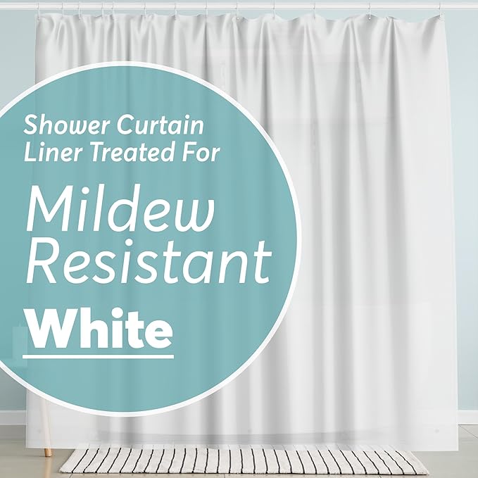 BigFoot Shower Curtain – 72 x 72 PEVA Heavy Duty Shower Curtain with Rustproof Metal Grommet and 3 Magnetic Weights – Odor Free and Compatible with Standard Showers, White
